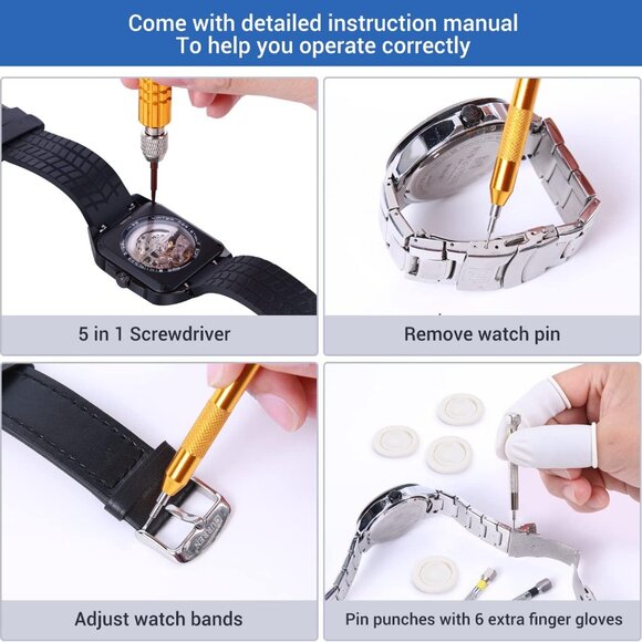 Watch Repair Kit Heavy Duty Watch Link Removal Battery Replacement Band Tool Kit - Picture 5 of 6